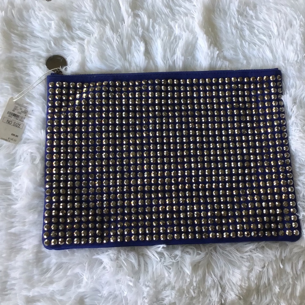 NEIMAN MARCUS STUDDED SUEDE CLUTCH